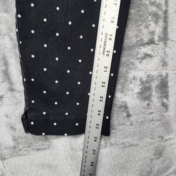 Old Navy Pants Women 14 Black White Polka Dot Wow Ankle High Rise Stretch Preppy - Picture 10 of 12